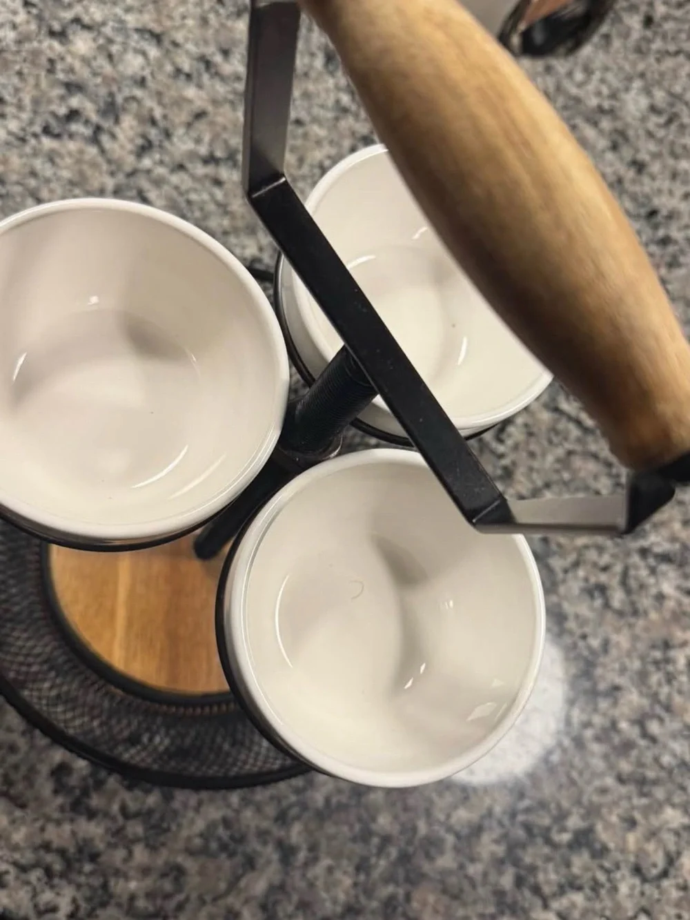 Two-Tier Snack & Dip Server with White Ceramic Bowls